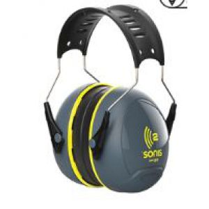 Sonis2 Ear Defenders With Over Moulded Headband Dark Grey Cup/Extra Visibility Yellow Plate SNR 31