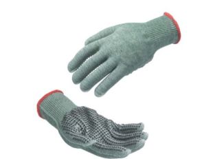 Lightweight cut level E liner with PVC dot grip glove